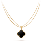 ??MIRA?¡¥CLOVER 25MM GOLD ONYX BIG CLOVER NECKLACE