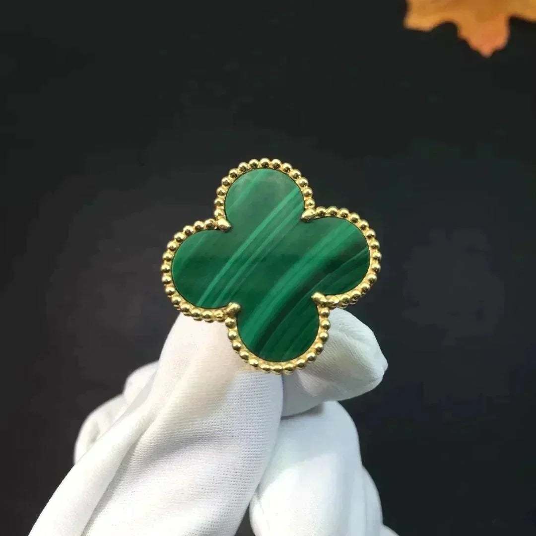 ??MIRA?¡¥CLOVER MALACHITE RING