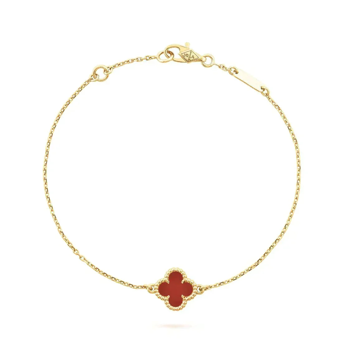 ??MIRA?¡¥CLOVER  CARNELIAN SINGLE FLOWER BRACELET