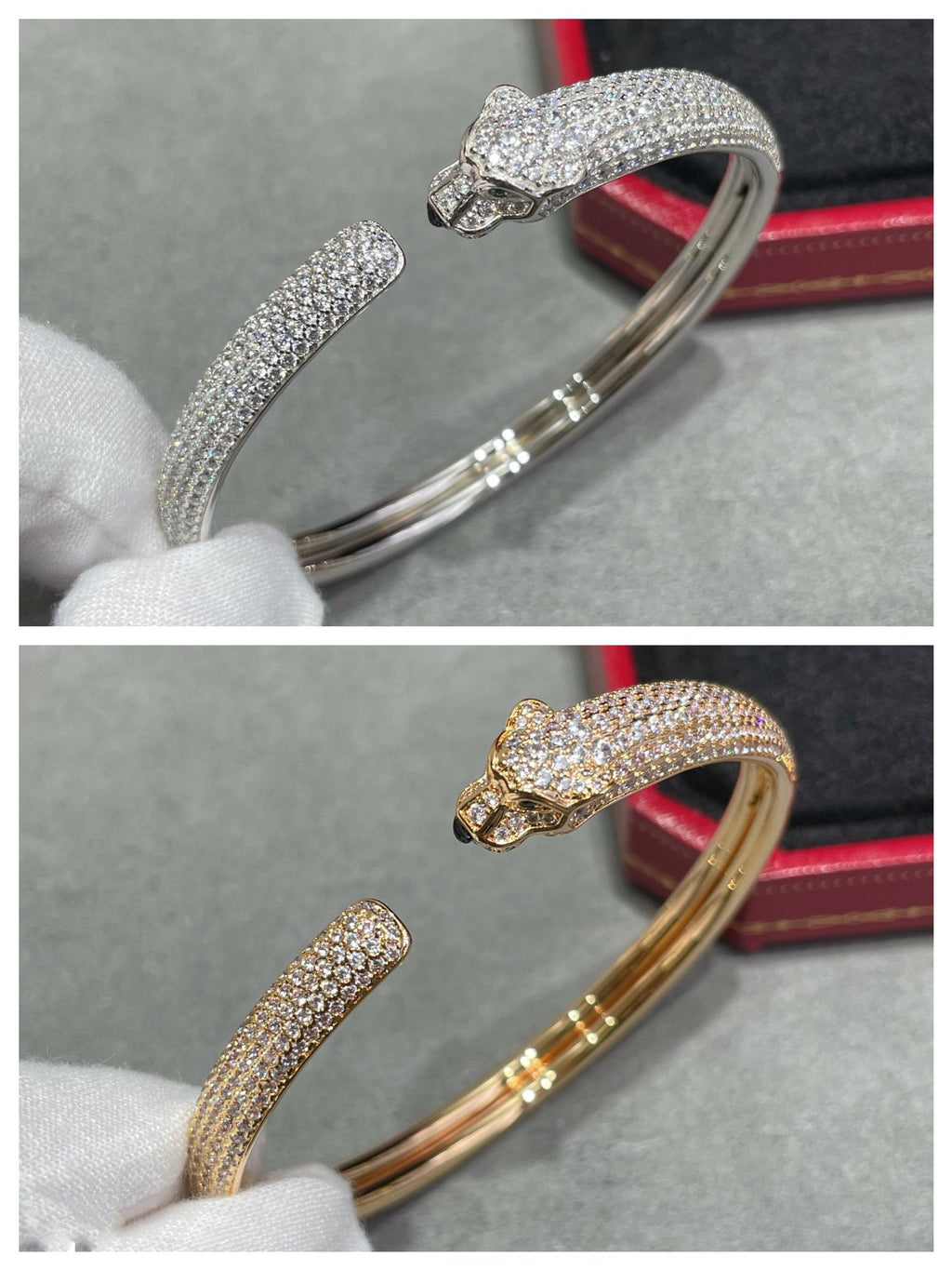 ??MIRA?¡¥PANTHERE FULL DIAMOND OPEN BRACELET