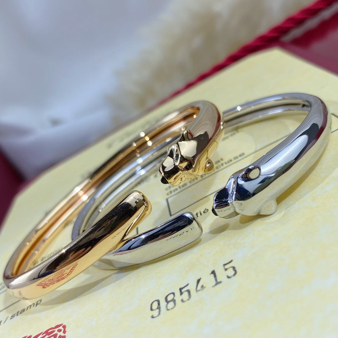 ??MIRA?¡¥PANTHERE SILVER OPEN BRACELET