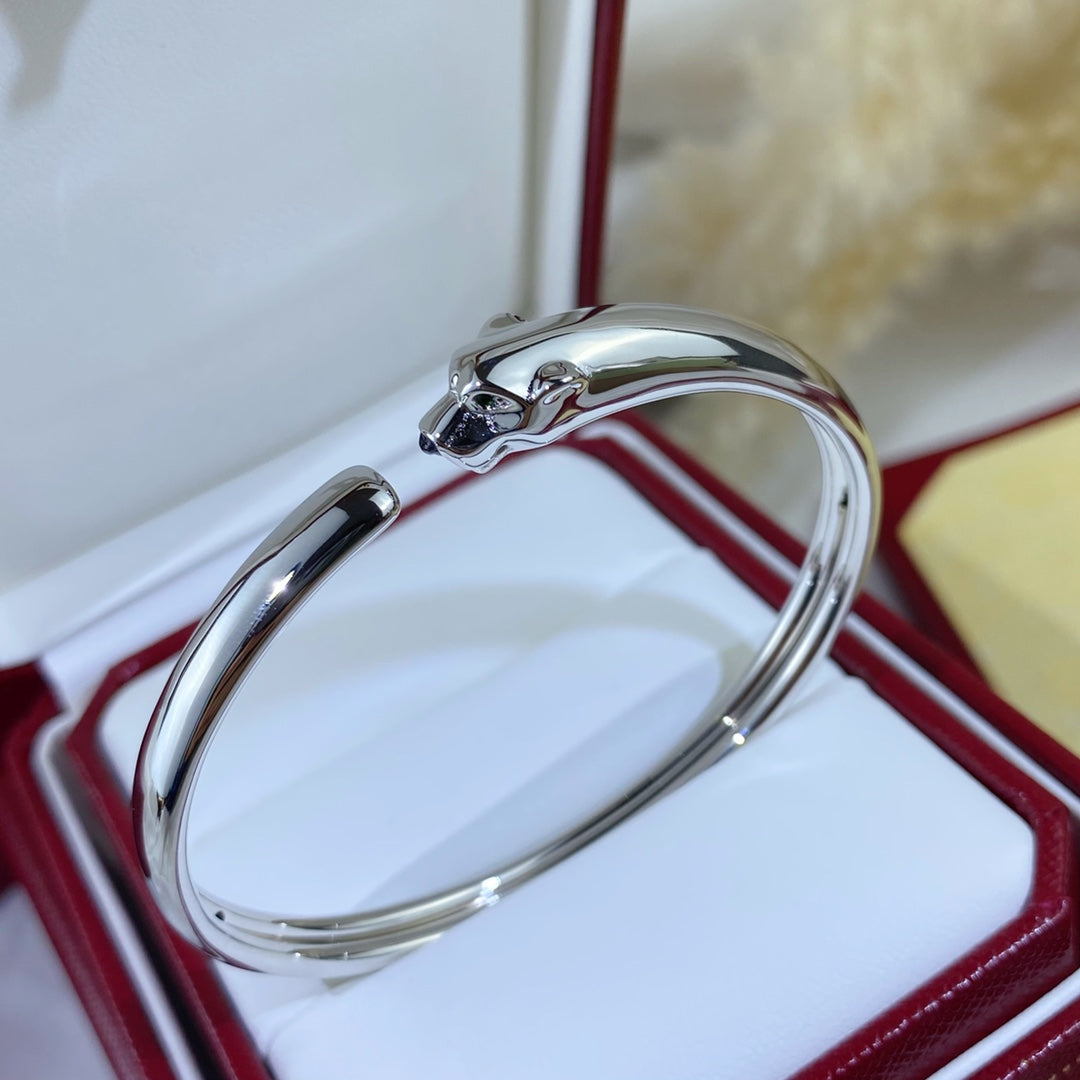 ??MIRA?¡¥PANTHERE SILVER OPEN BRACELET