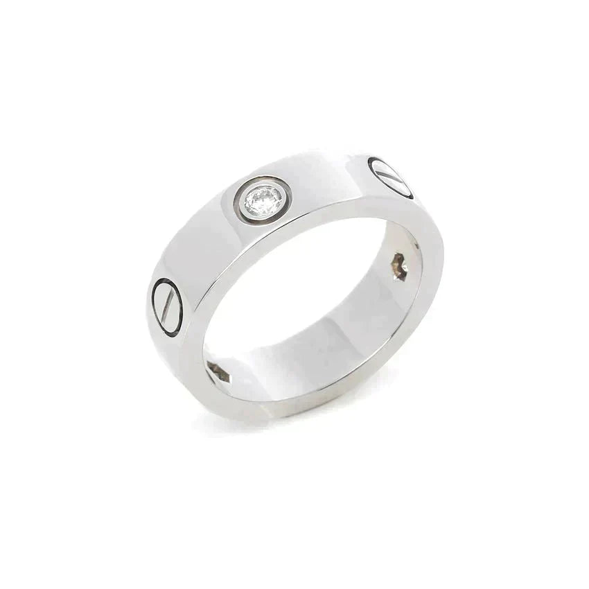 ??MIRA?¡¥LOVE RING 5.5MM 3 DIAMONDS SILVER