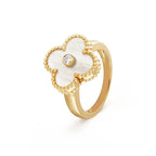 ??MIRA?¡¥CLOVER PINK MOP RING GOLD DIAMOND