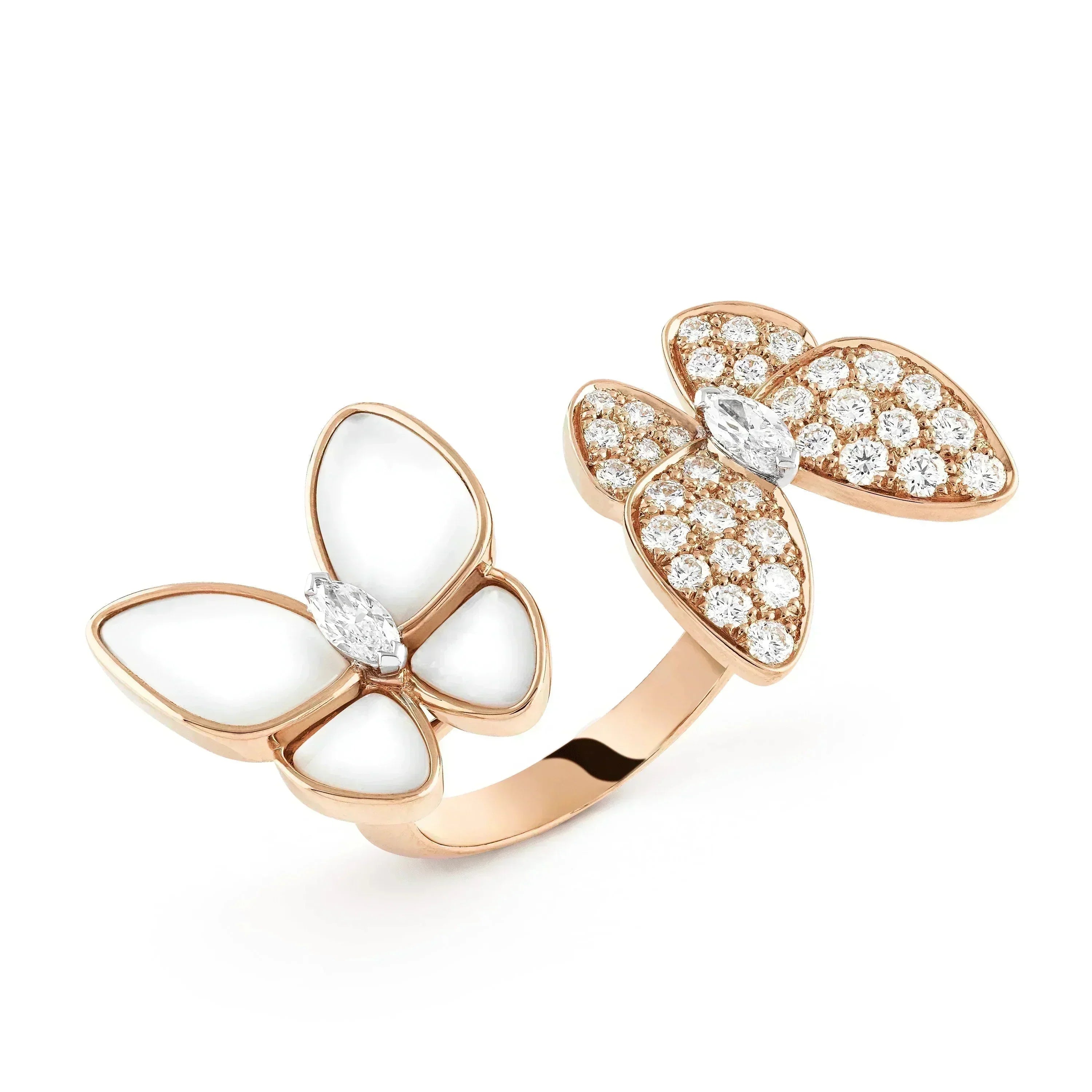 ??MIRA?¡¥TWIN BUTTERFLY DIAMOND MOP RING